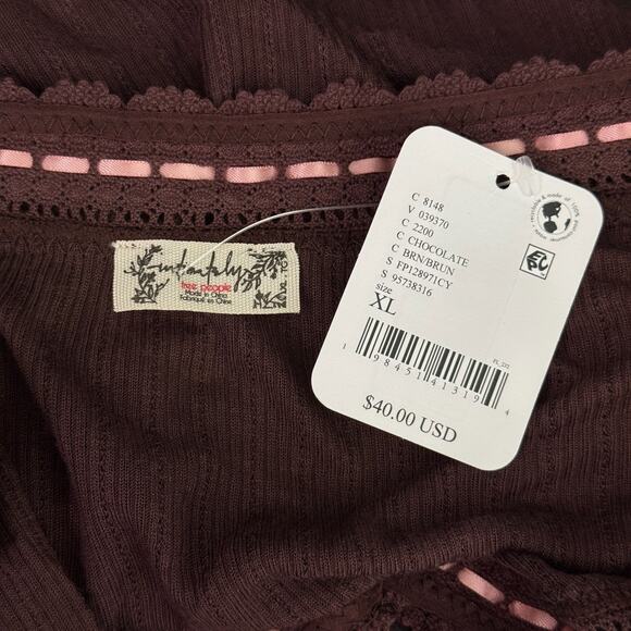 Free People Intimately Top Womens XL Only You Long Sleeve Lace Ribbed Layer NEW - Picture 3 of 9